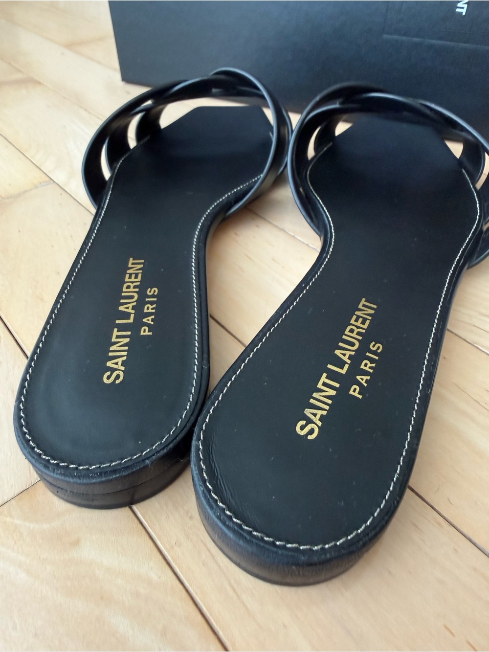 YSL TRIBUTE SANDALS IN SMOOTH LEATHER BLACK US SIZE 7.5 - Picture 10 of 14
